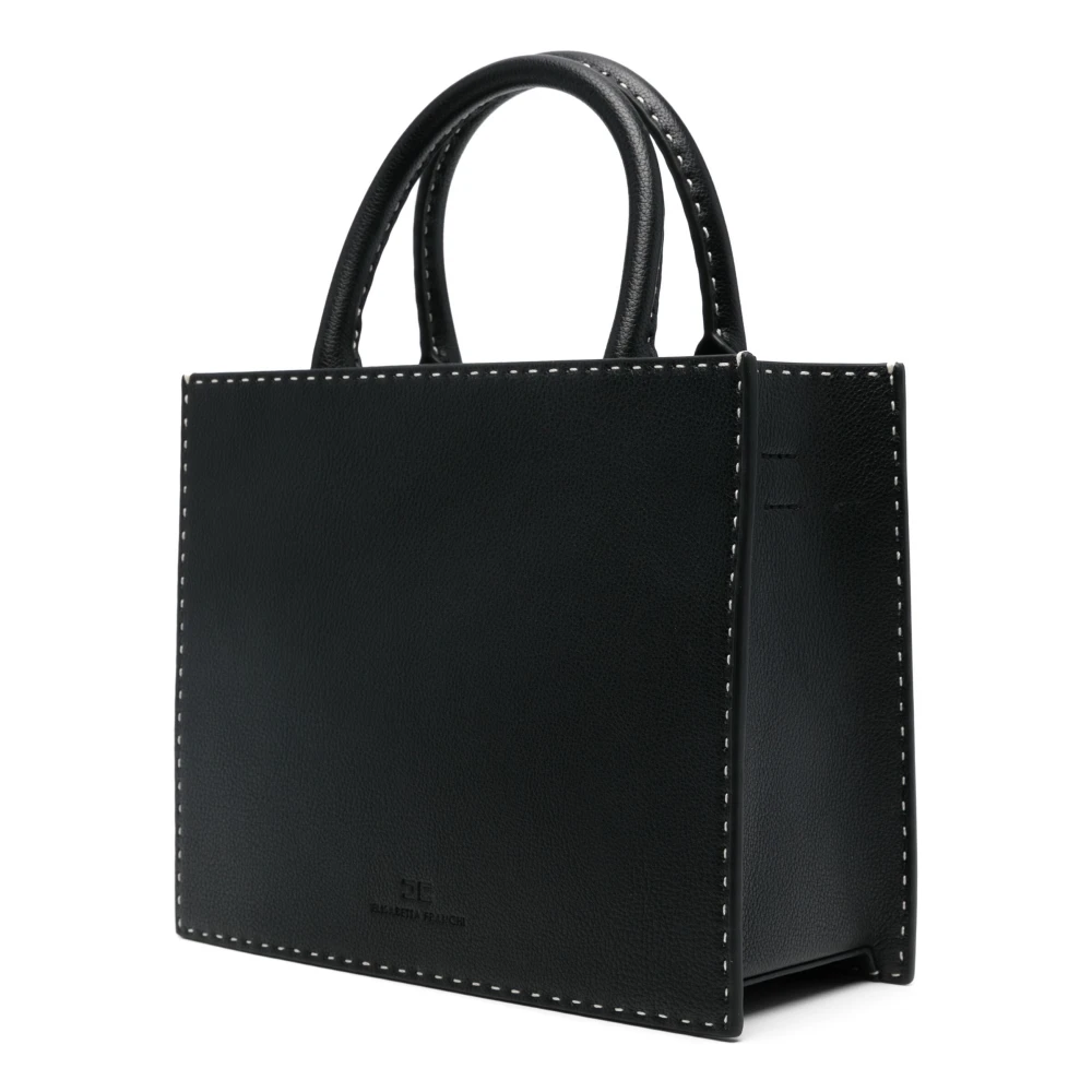 Elisabetta Franchi Zwarte Leren Handtas 110 Borsa Black Dames