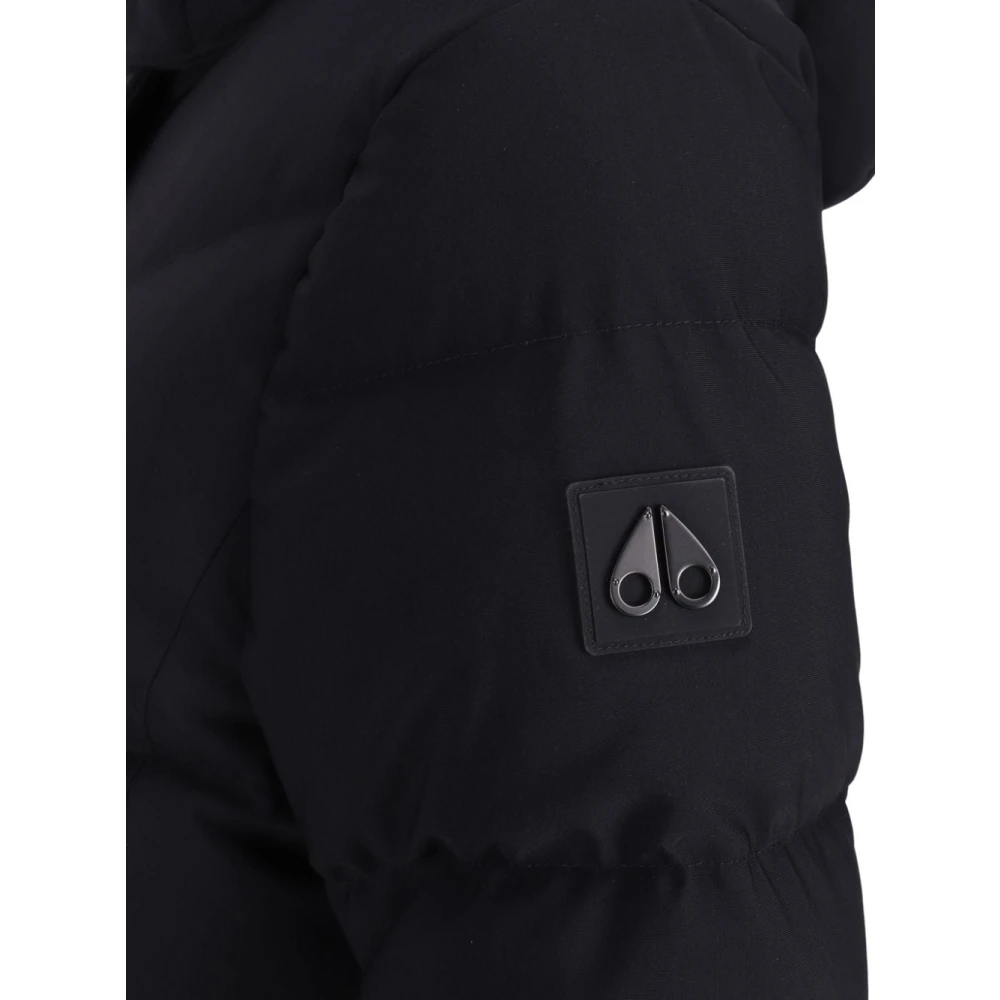 Moose Knuckles Zwarte Lange Parka met Capuchon Black Dames