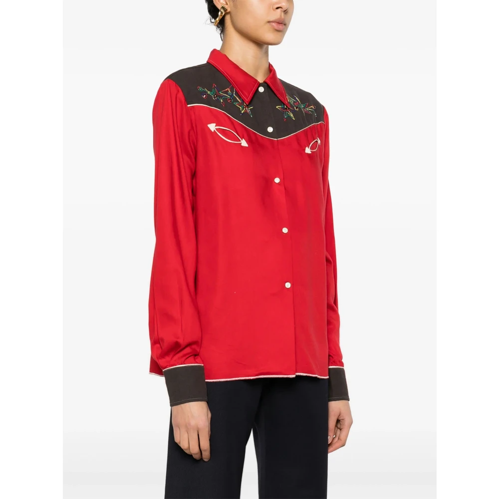 Bode Rode Western Shirt voor Mannen Red Dames