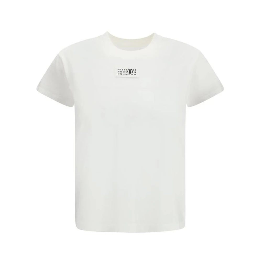 Mm6 Maison Margiela Women's White Cotton Crewneck T-Shirt With Short Sleeves