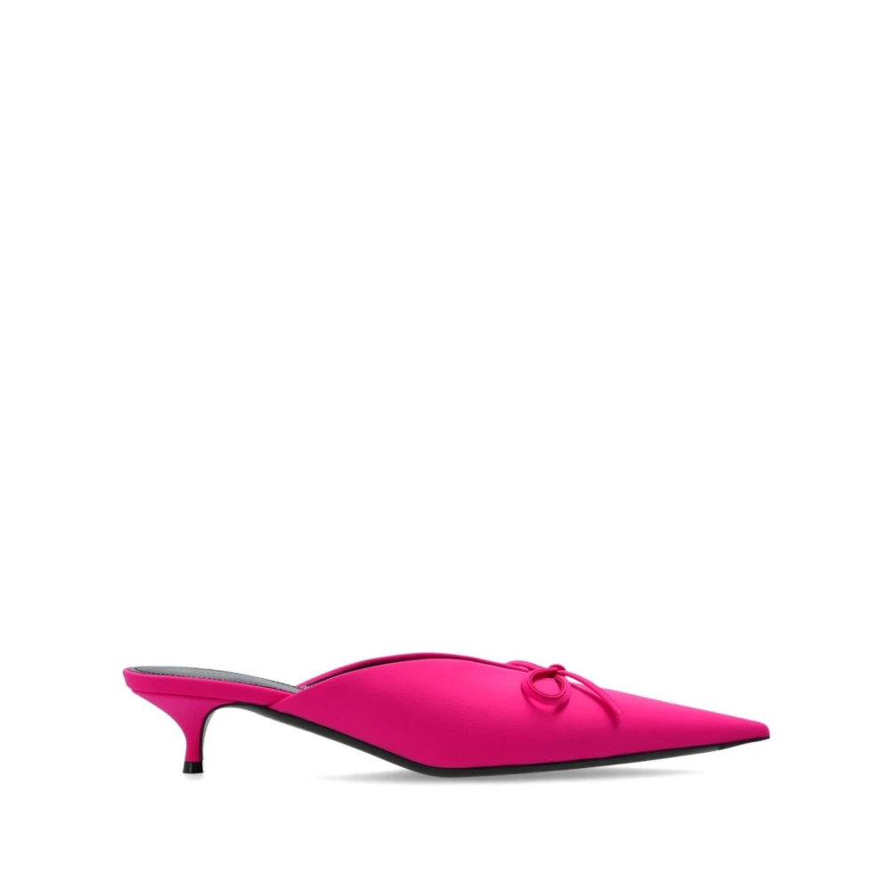Balenciaga Women's Pink Bow Detailing Kitten Heel Sandals