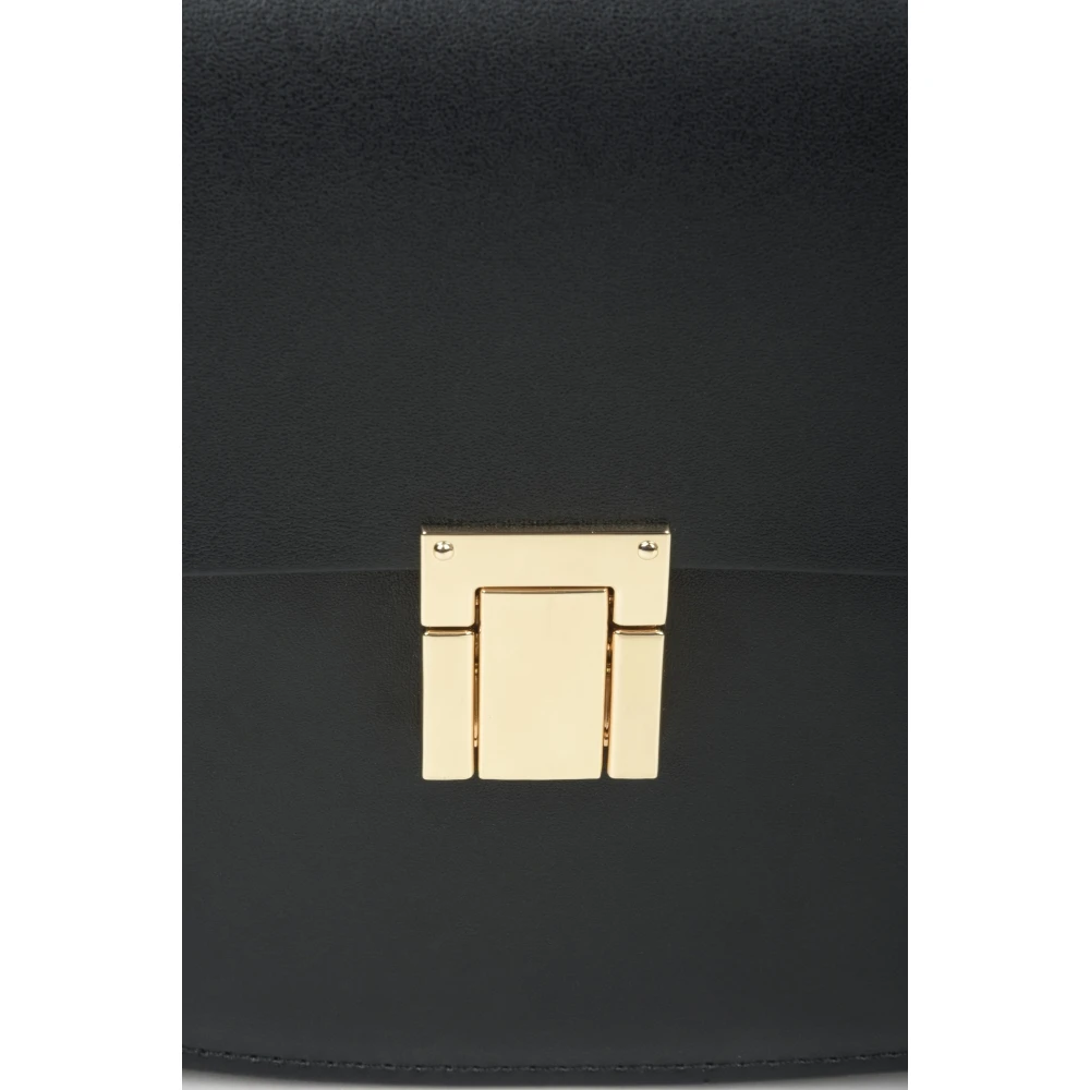 Estro Dames Zwarte Leren Schoudertas Er00114420 Black Dames