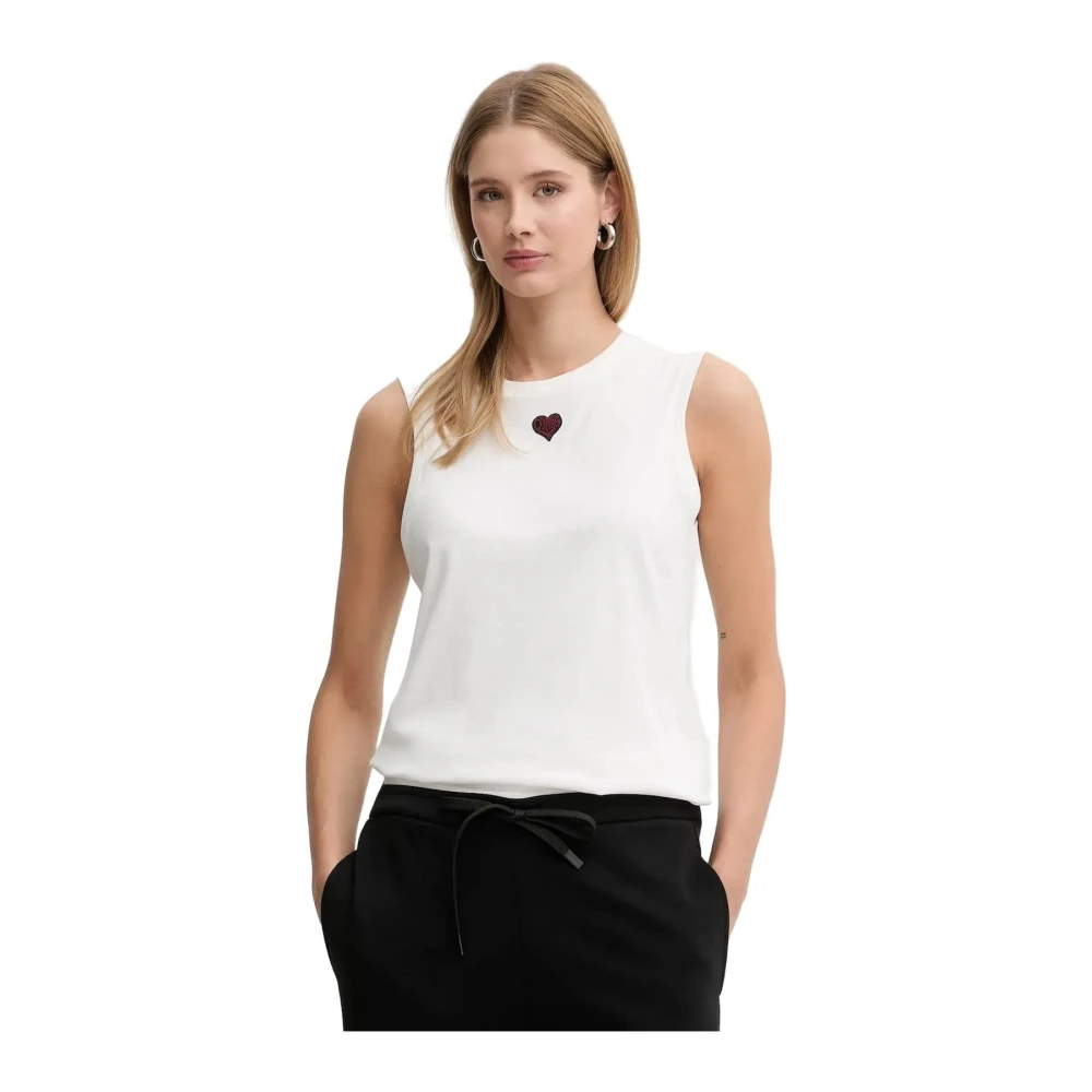 Pinko Women's White Sleeveless Tops, S, Cotton Jersey Tank