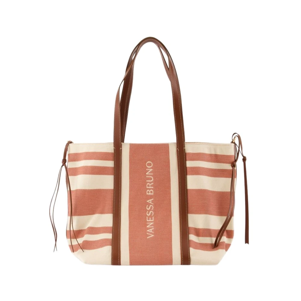 Vanessa Bruno Bruine Katoenen Shopper Tas Bordeaux Cognac Brown Dames