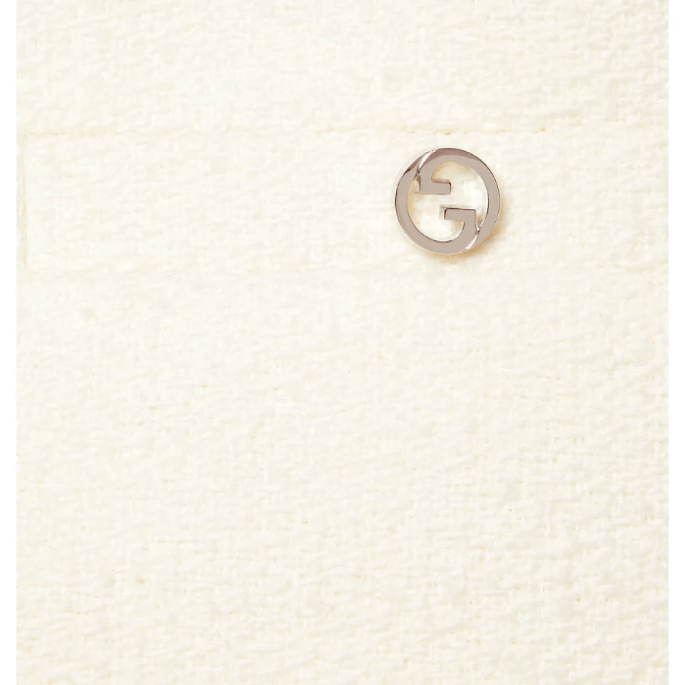 Gucci Witte Bouclé Jas met Drukknopen White Dames