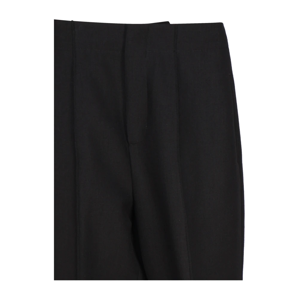 Bottega Veneta Zwarte Stretch Katoen Slim Fit Broek Black Dames