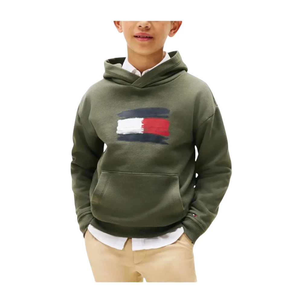 Tommy Hilfiger Boys Green Flag Hoodie - Kids Sweatshirts - 6 Y - Kids