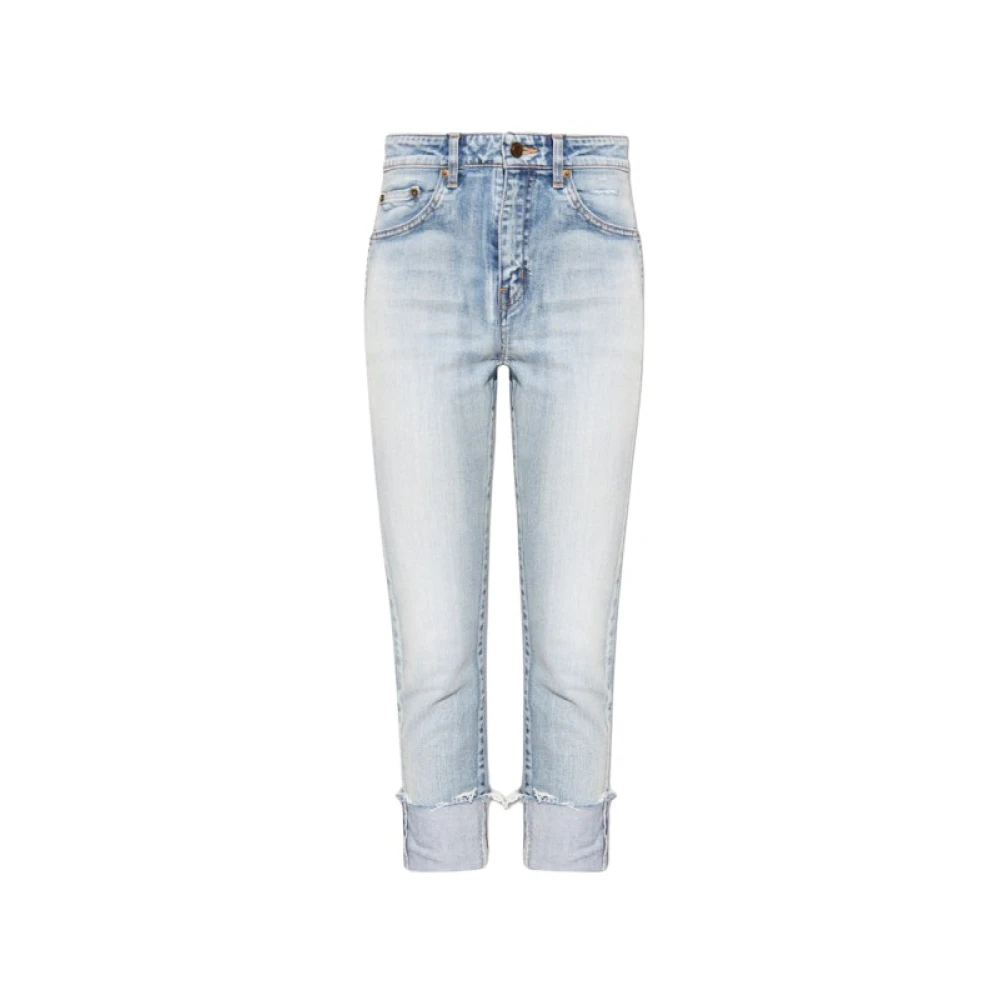 Saint Laurent Skinny Jeans met Medium Taille Blauw Dames