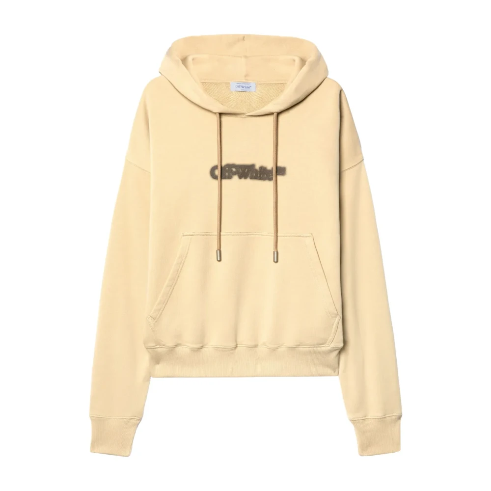 Off White Arrow Skate Hoodie Beige Geribbeld Slim Fit Beige Heren