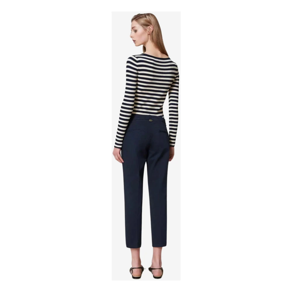 Twinset Blauwe Cropped Chino Broek Blue Dames