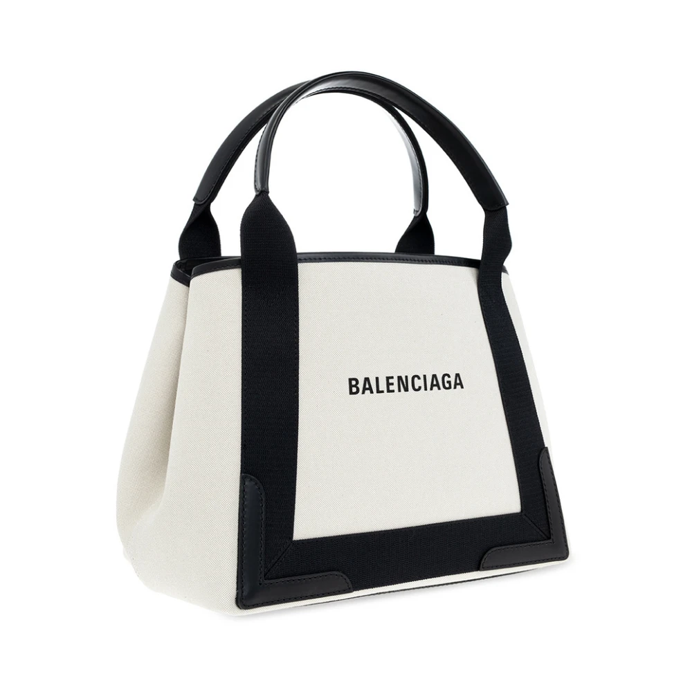 Balenciaga Navy Small Cabas Bag Beige Dames