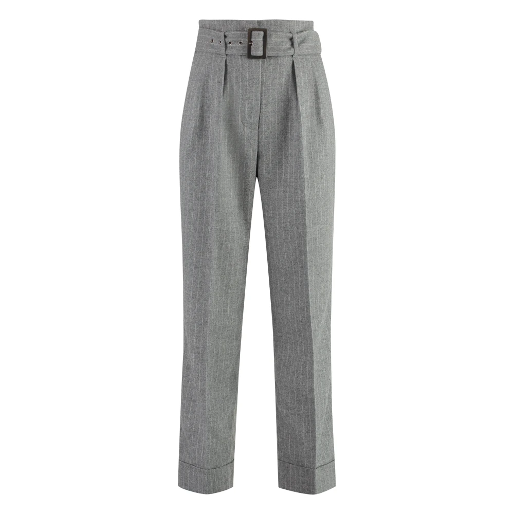 PESERICO Wollen broek met zakken Gray Dames