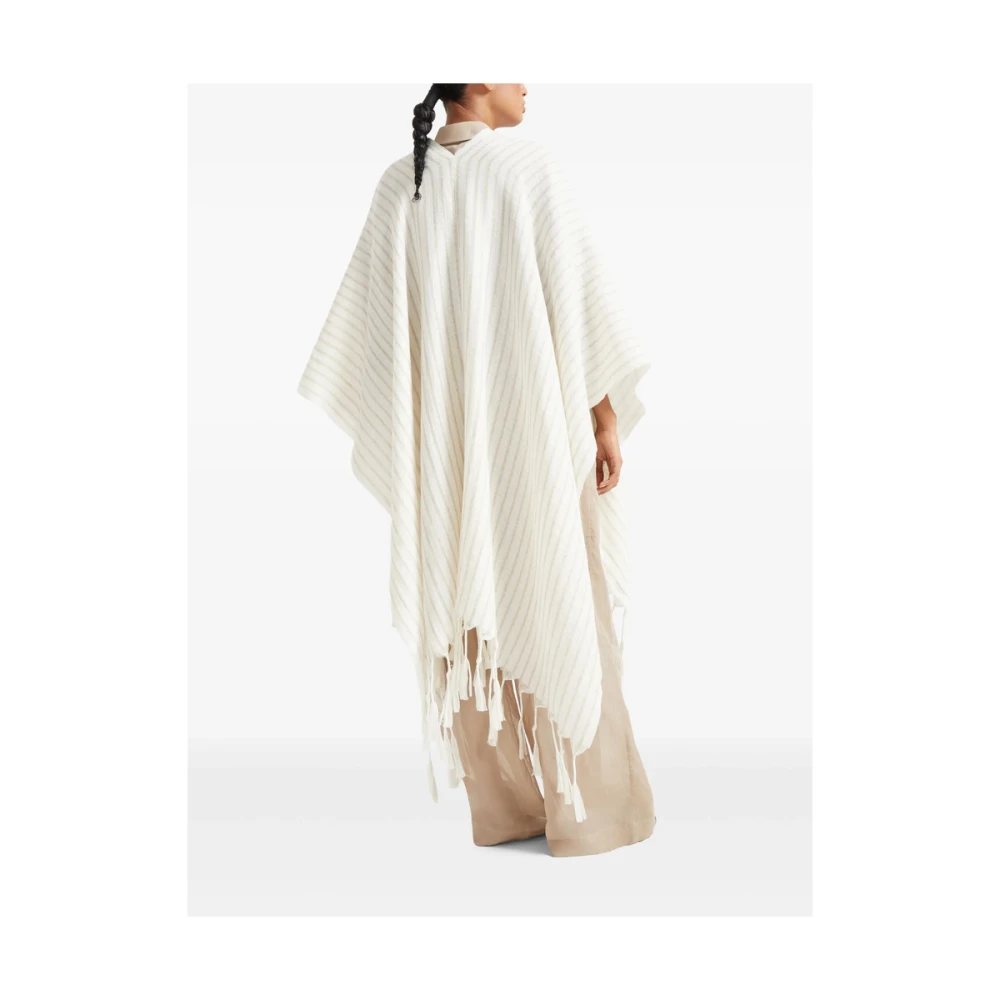 BRUNELLO CUCINELLI Witte Kwastdetail Geknoopte Lange Mouwen White Dames