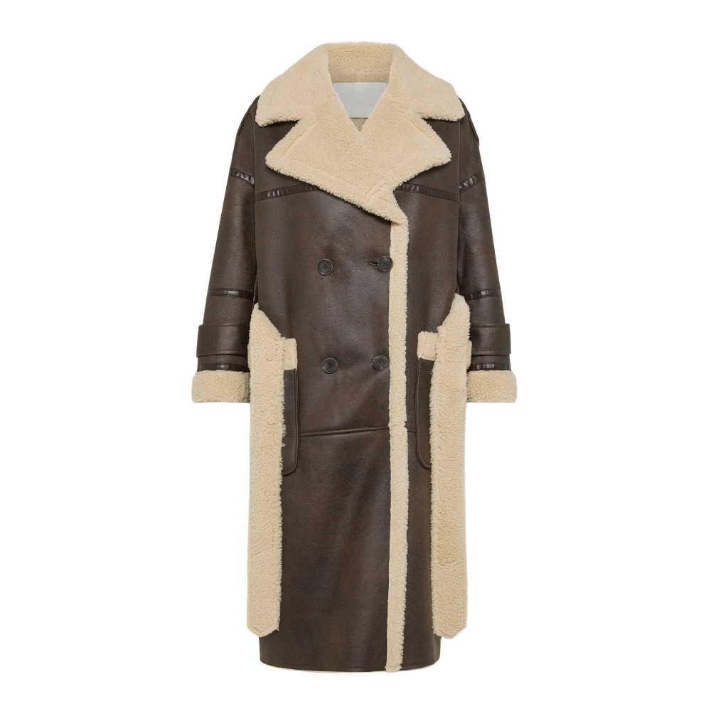 OOF Wear Omkeerbare Lange Schapenvacht Jas Brown Dames