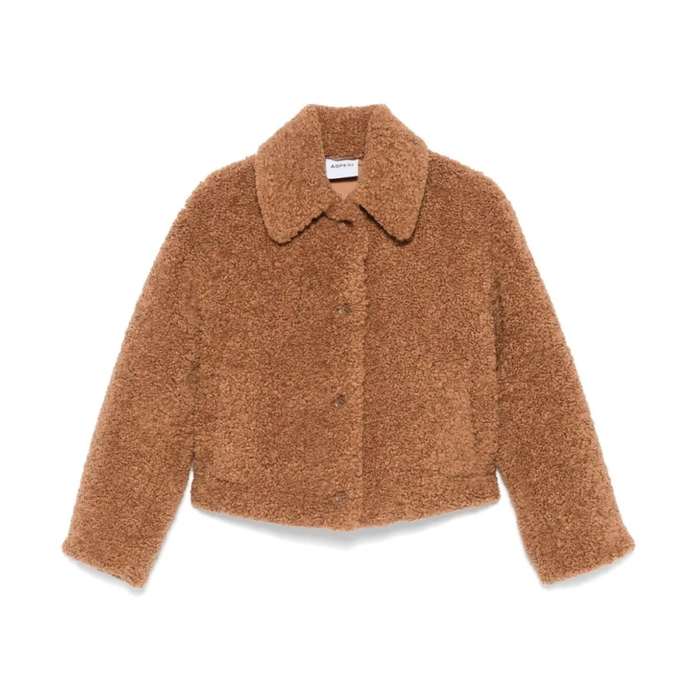 Aspesi Fuskpäls Shearling Jacka Tobaksfärg Brown, Dam