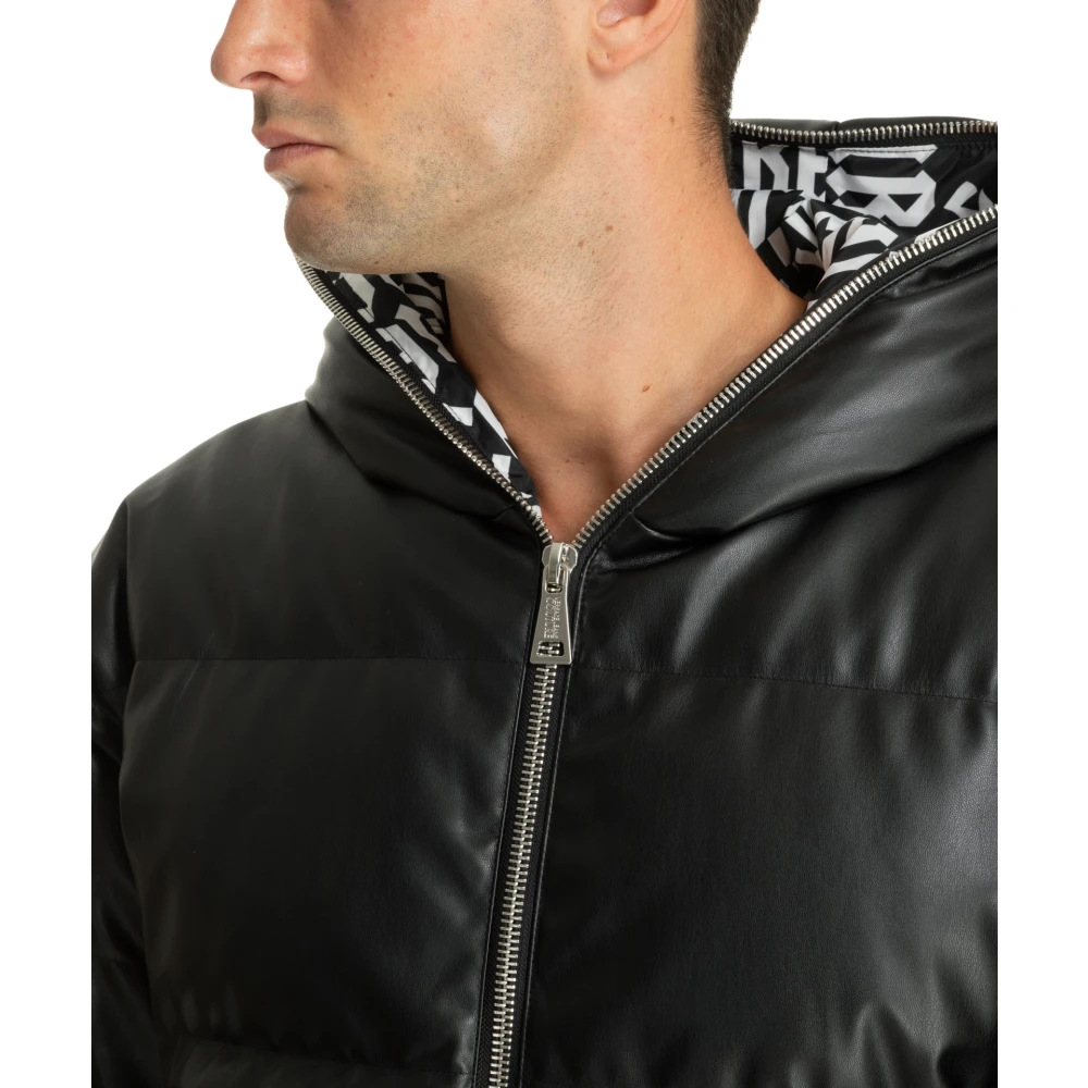 Versace Jeans Couture Logo Down Jacket met Ritssluiting Black Heren