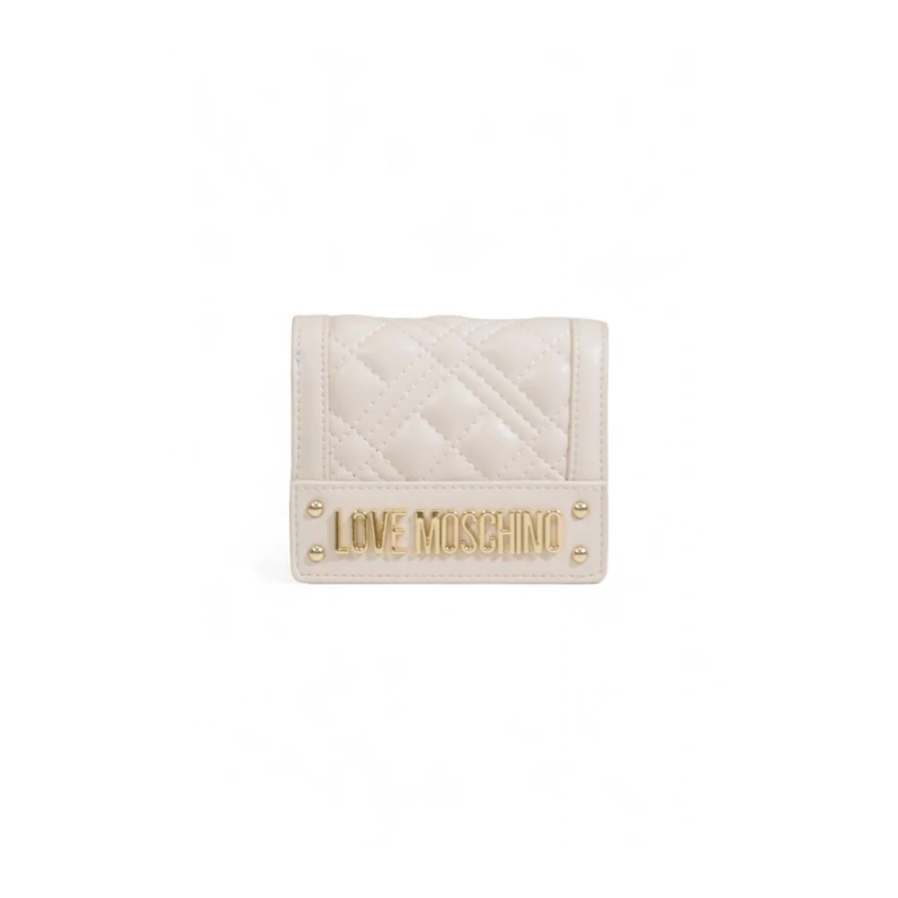 Love Moschino Faux Leather Kleine Portemonnee Collectie Beige Dames