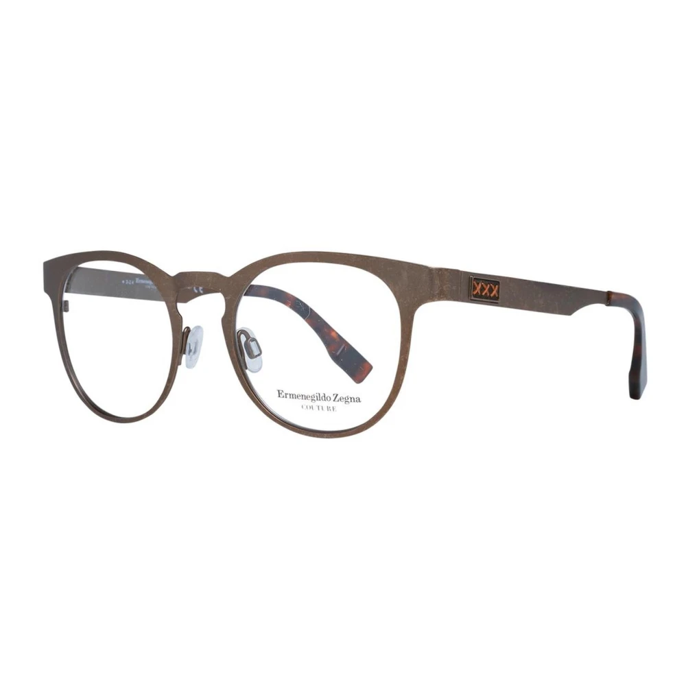 Zegna Men's Brown Round Titanium Optical Frames - Glasses - One Size - Accessories