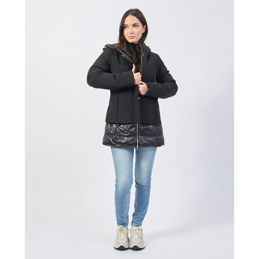 YES ZEE Zwarte Gewatteerde Hoodiejas Black Dames