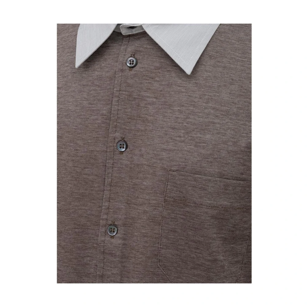 Corneliani Bicolor Elastaan Polo Shirt Brown Heren