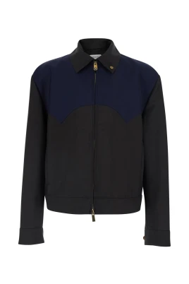 LOOK 20 Giubbotto Zippato in Lana con Spallone a Contrasto