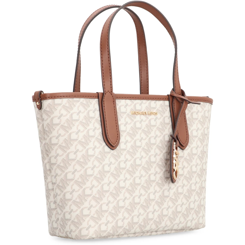 Michael Kors Bedrukte canvas handtas met leren afwerking White Dames