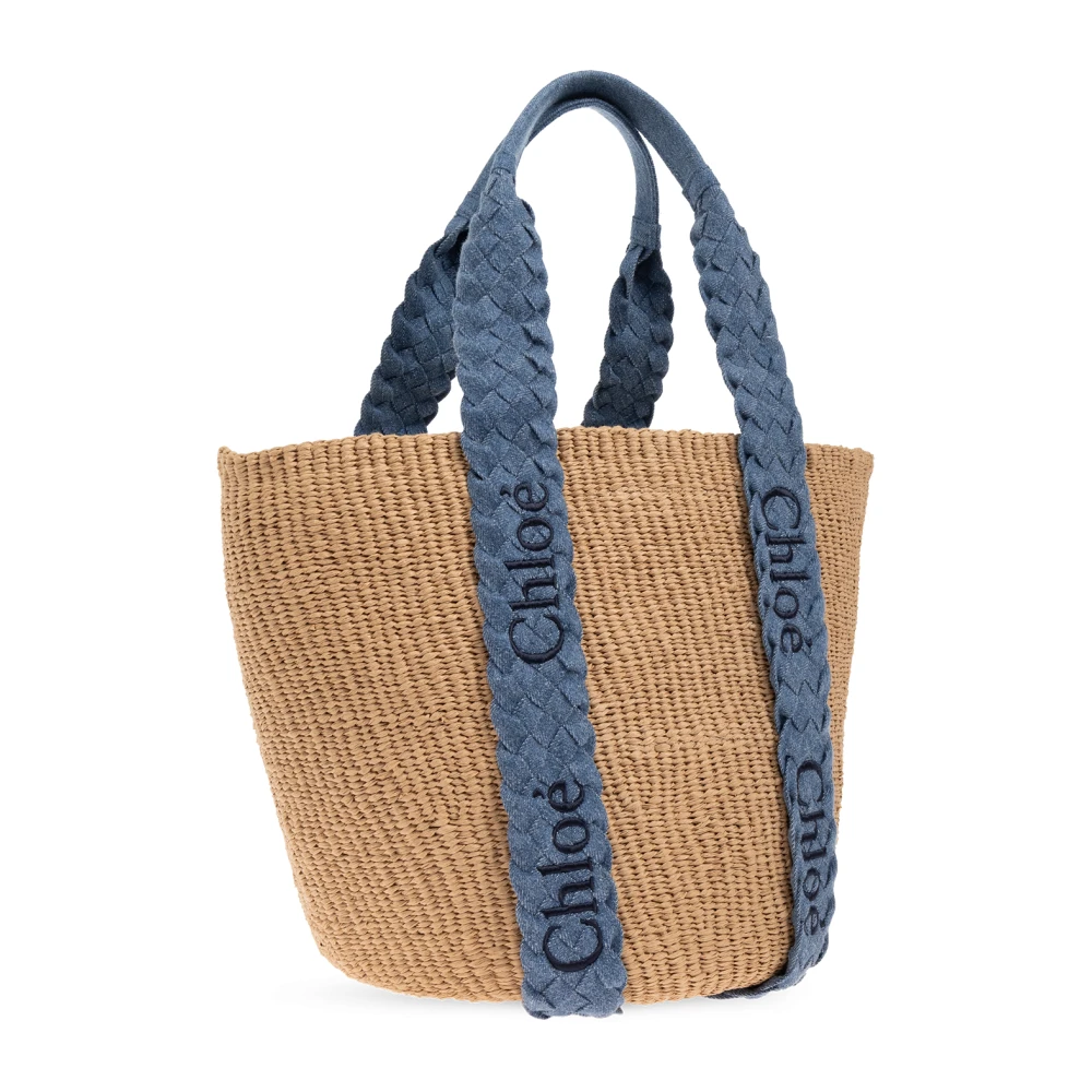 Chloé Handgeweven Beige Shopper Tas met Leren Afwerking Beige Dames