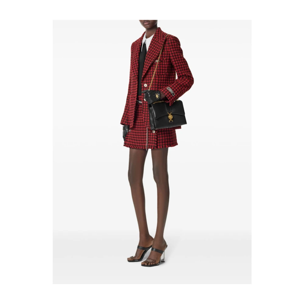 Versace Rood en Zwart Tweed Rok Red Dames