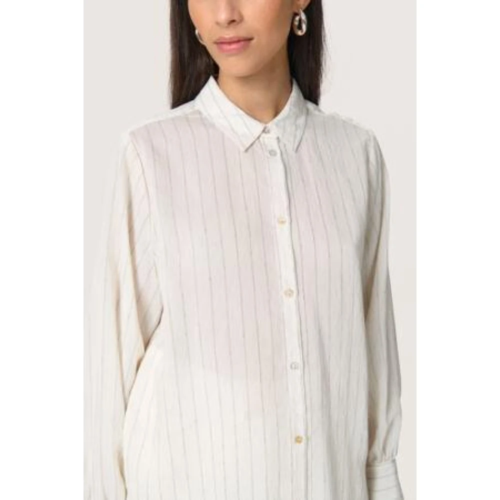 Soaked in Luxury Nature Stripe Shirt Beige Dames
