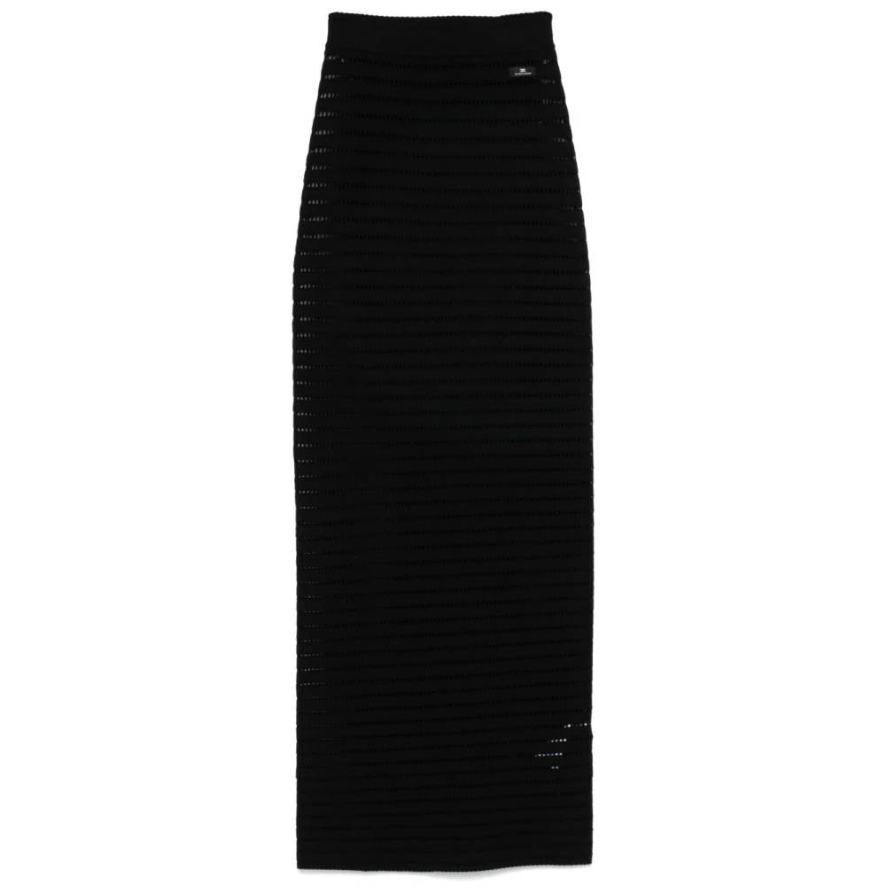 Elisabetta Franchi Zwarte Geribbelde Tailleband Mini Rok Black Dames