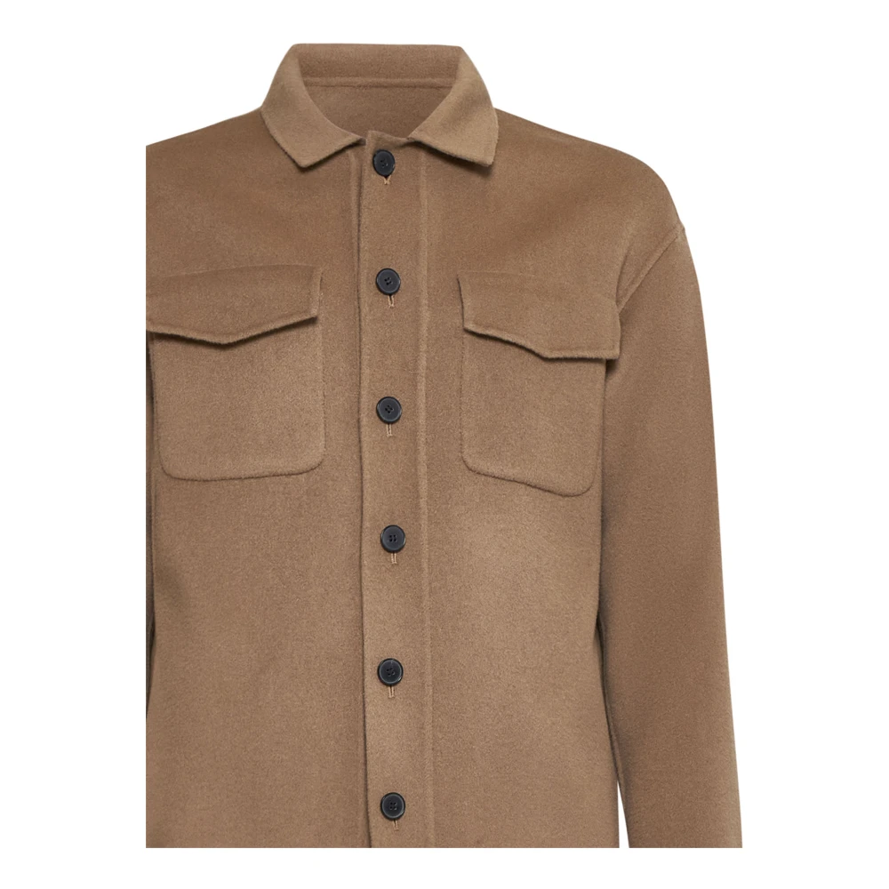 Low Brand Bruine Casual Overhemden Brown Heren