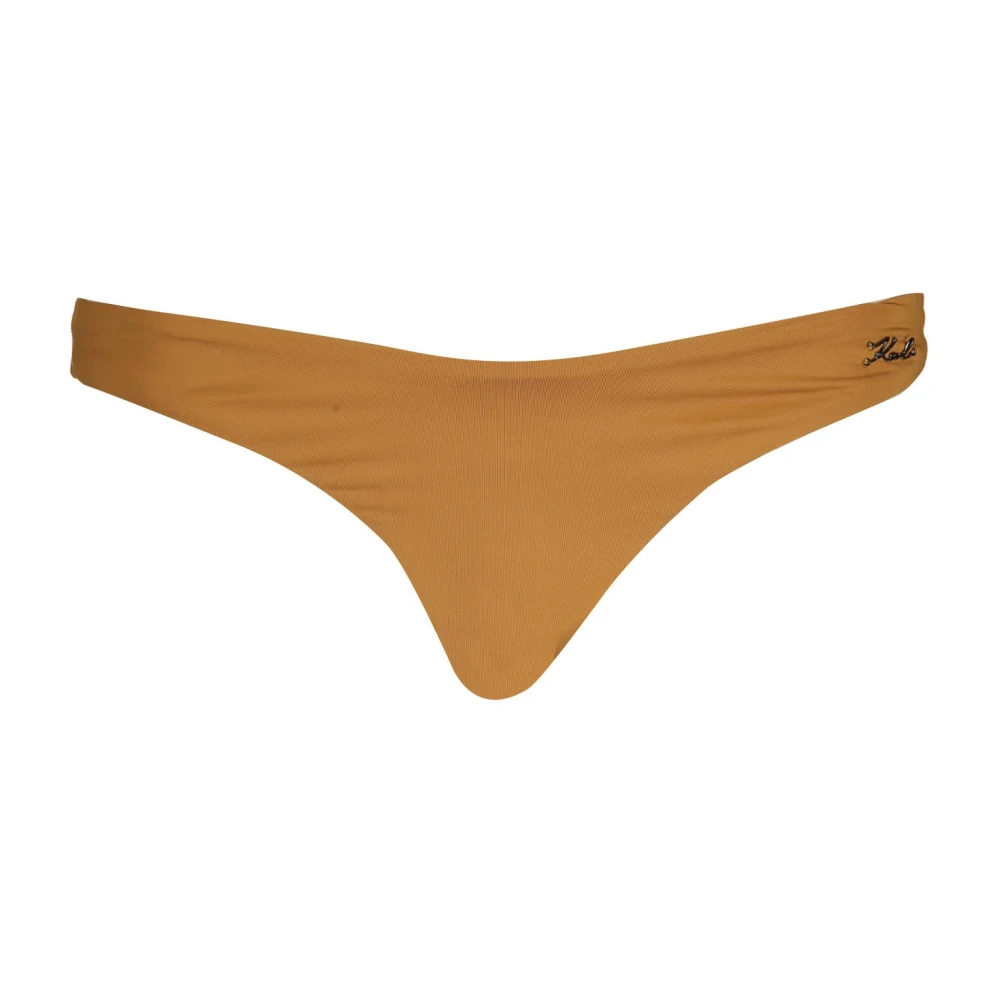 Karl Lagerfeld Bruine Strandkleding Bikini Broekje met Logo Beige Dames