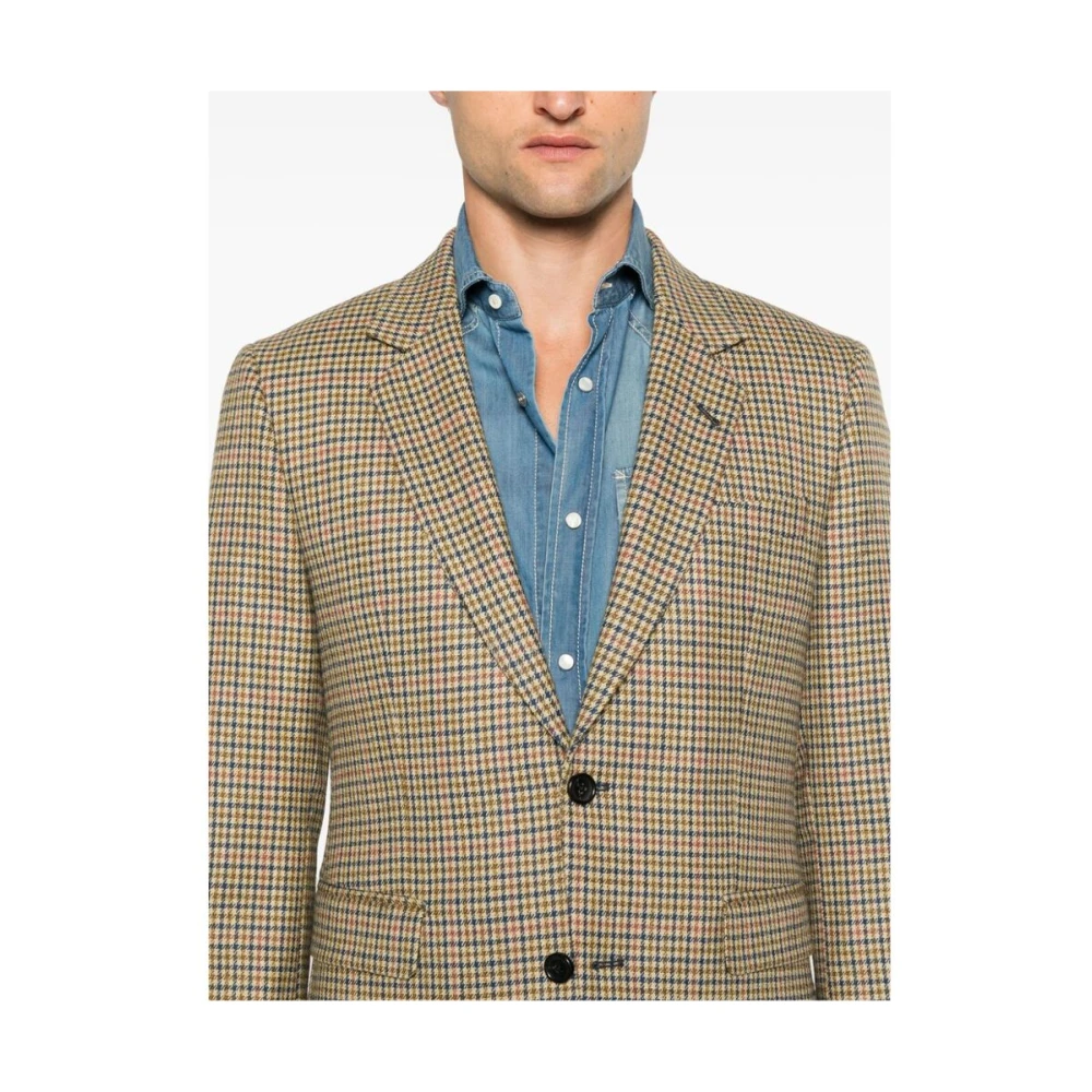 Reveres 1949 Wollen Houndstooth Jas Beige Heren