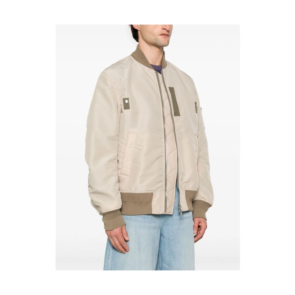 Sacai Beige Jas met rits en zakken Beige Heren