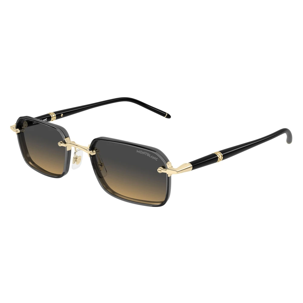 Montblanc Unisex Black Rectangular Sunglasses - Sunglasses - 54 Mm - Accessories