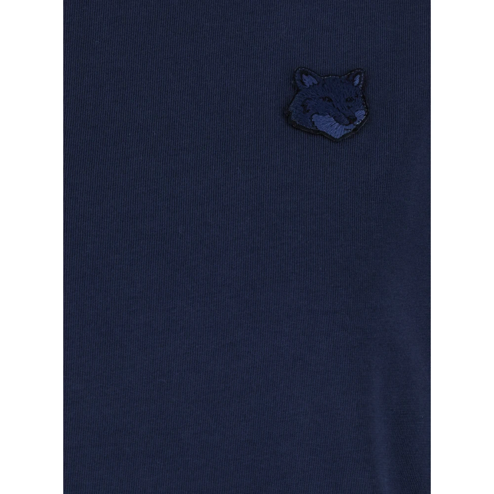 Maison Kitsuné Gedurfd Fox Head Patch Tee Shirt Blue Dames