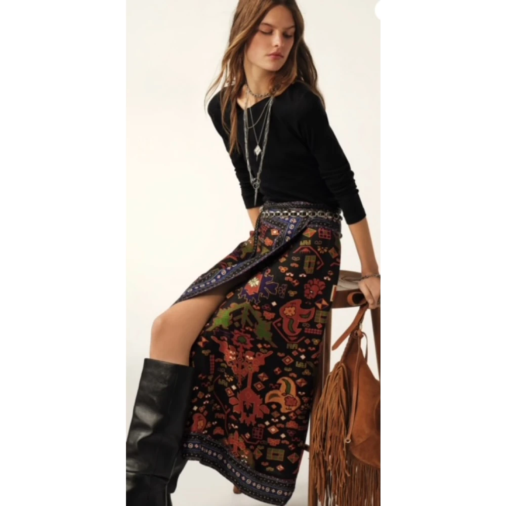 BA&SH Crossed Midi Rok Scarf Print Multicolor Dames