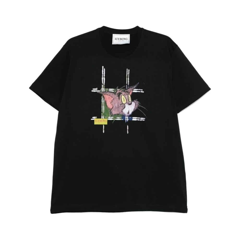 Iceberg Zwart Logo Print Crew Neck T-shirt Black Heren