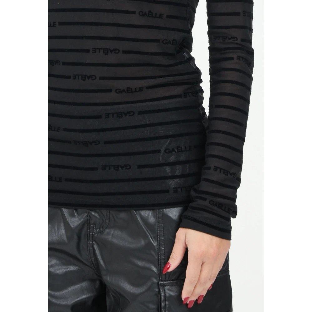 Gaëlle Paris Gestreepte coltrui zwart Black Dames