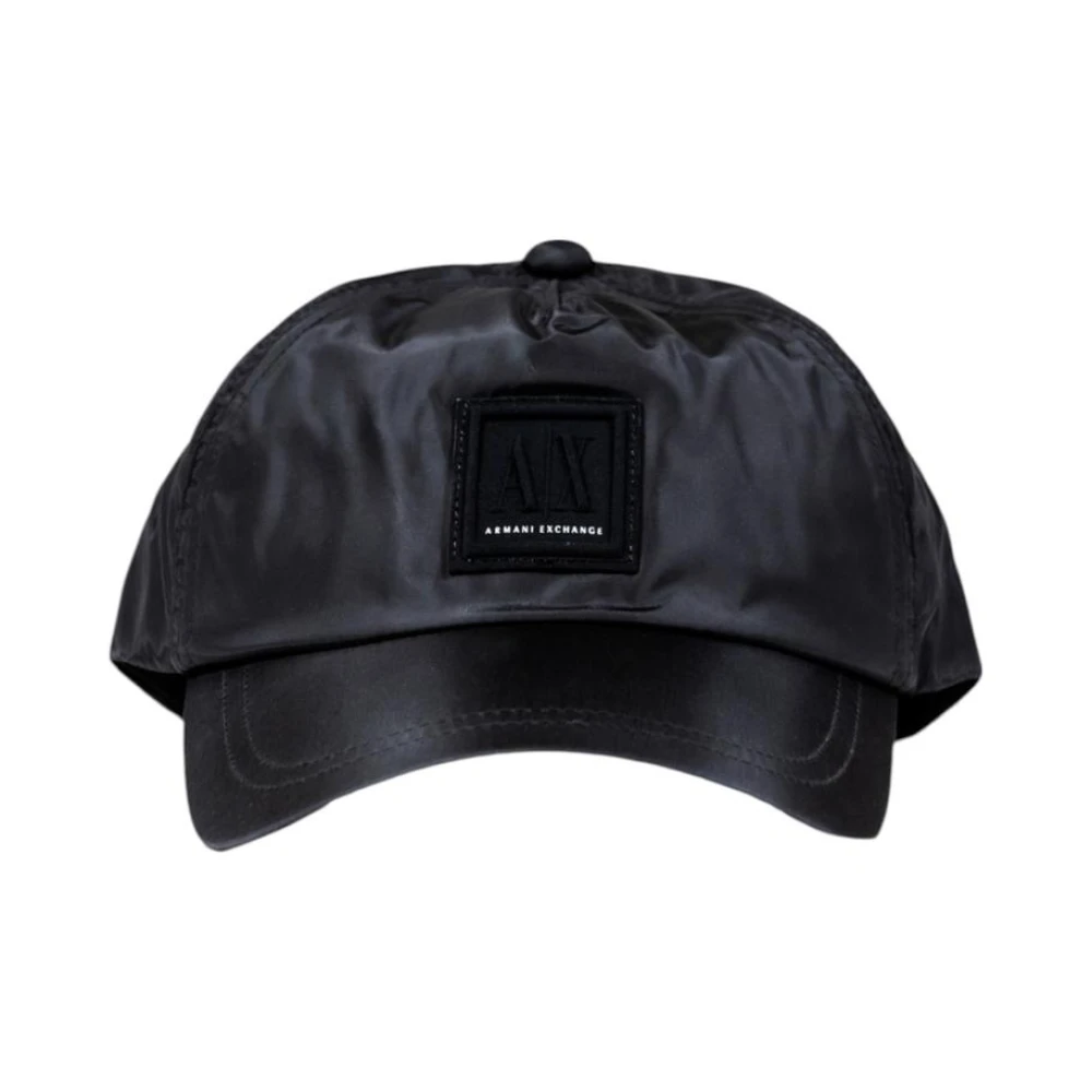 Armani Exchange Black Technical Adjustable Hat With Curved Visor And Patch Icon - Image 5