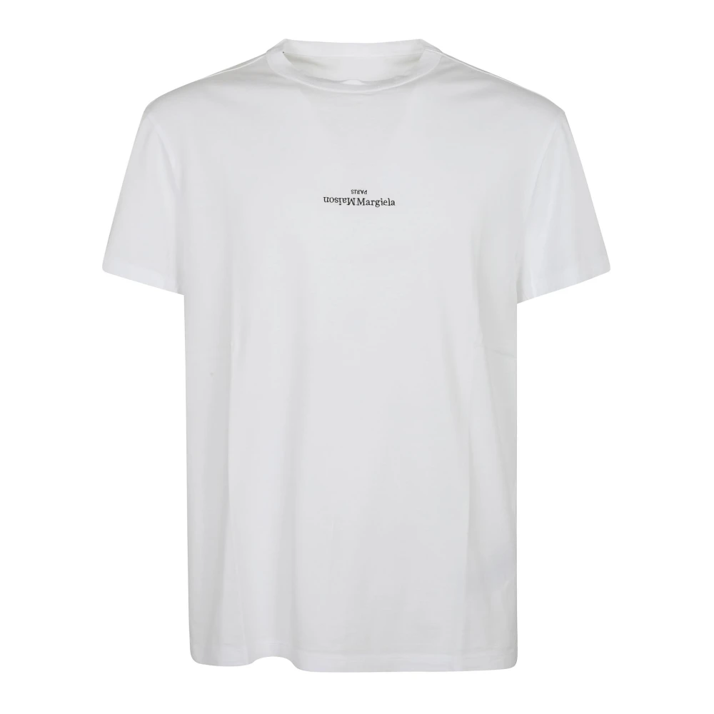 Maison Margiela Men's White T-Shirts, L, Distorted Logo T-Shirt