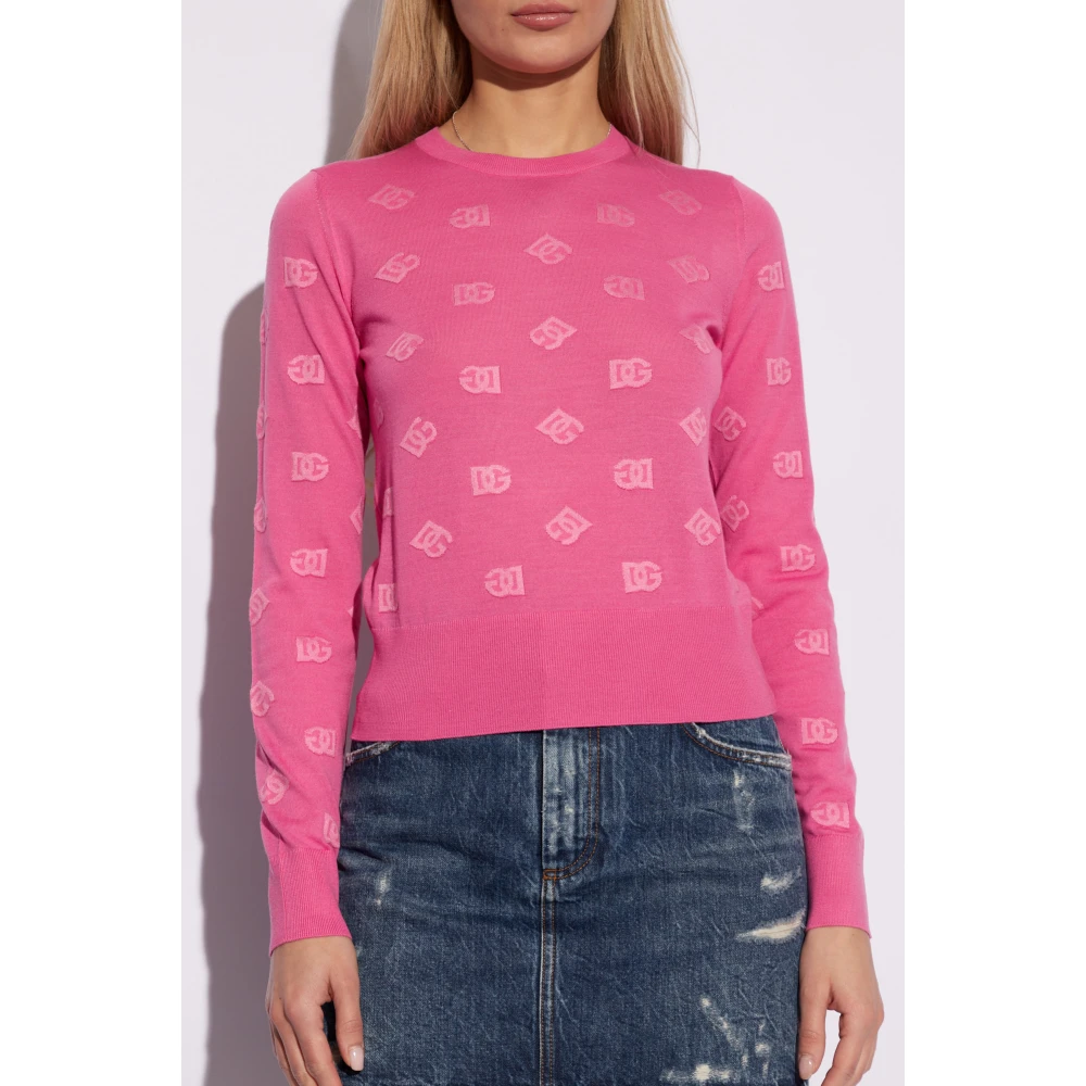 Dolce & Gabbana Trui met monogram Pink Dames