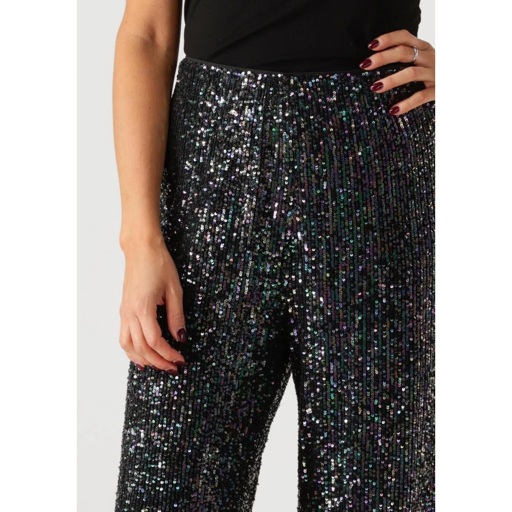 Notre-v Sprankelende Paars Zwarte Paillettenbroek Black Dames