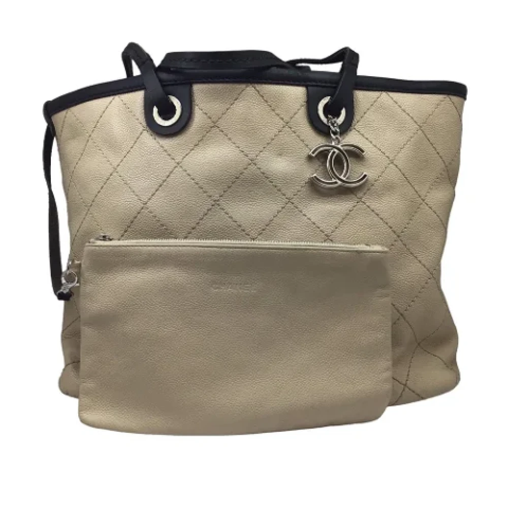Chanel Vintage Pre-owned Leather handbags Beige Dames