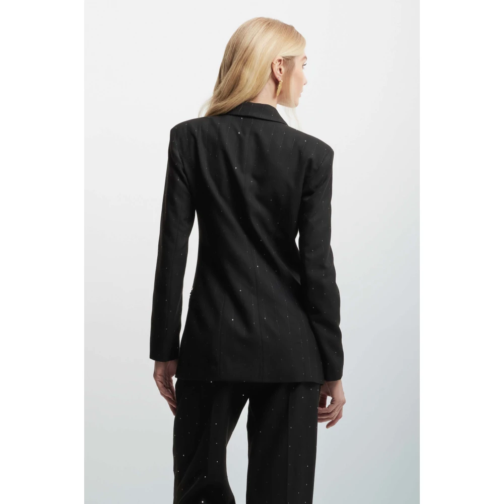 Kocca Gestippelde Double-Breasted Reversjasje Black Dames