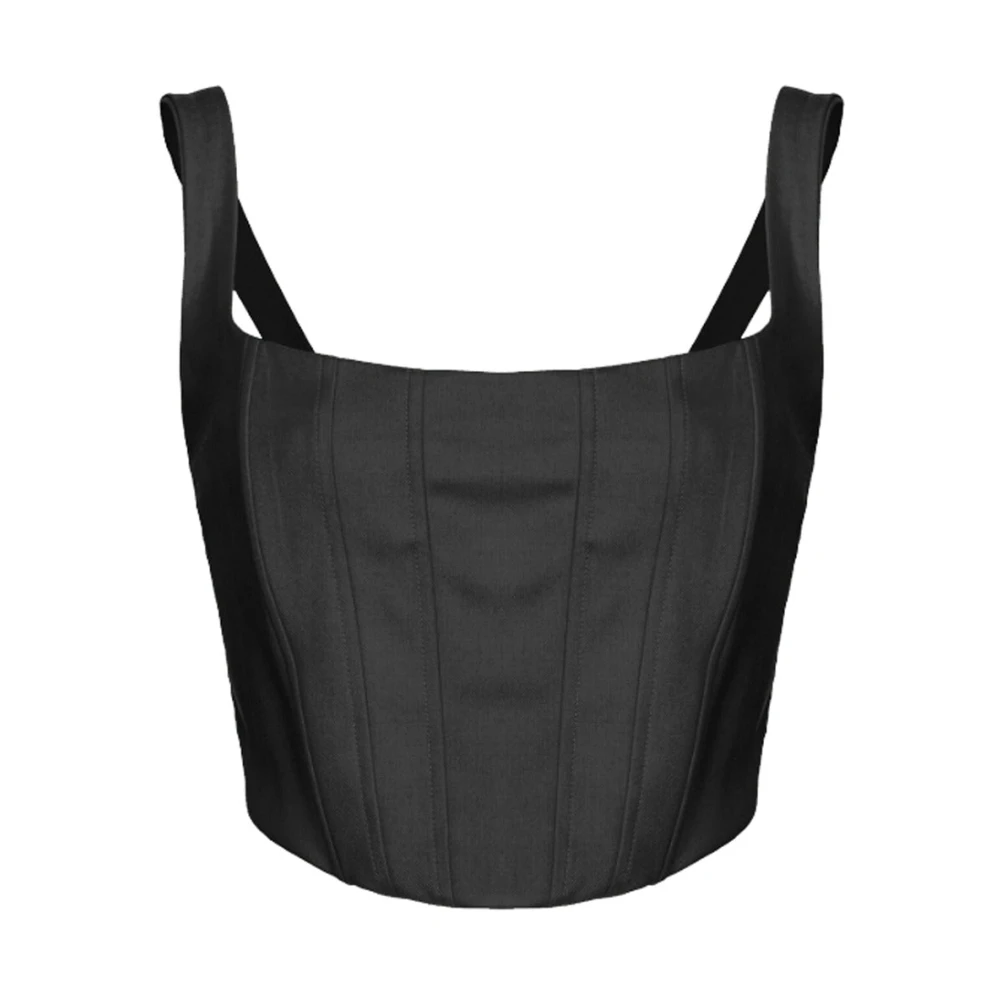 Pinko Axelbandslös Viskos Bustier Topp Black, Dam