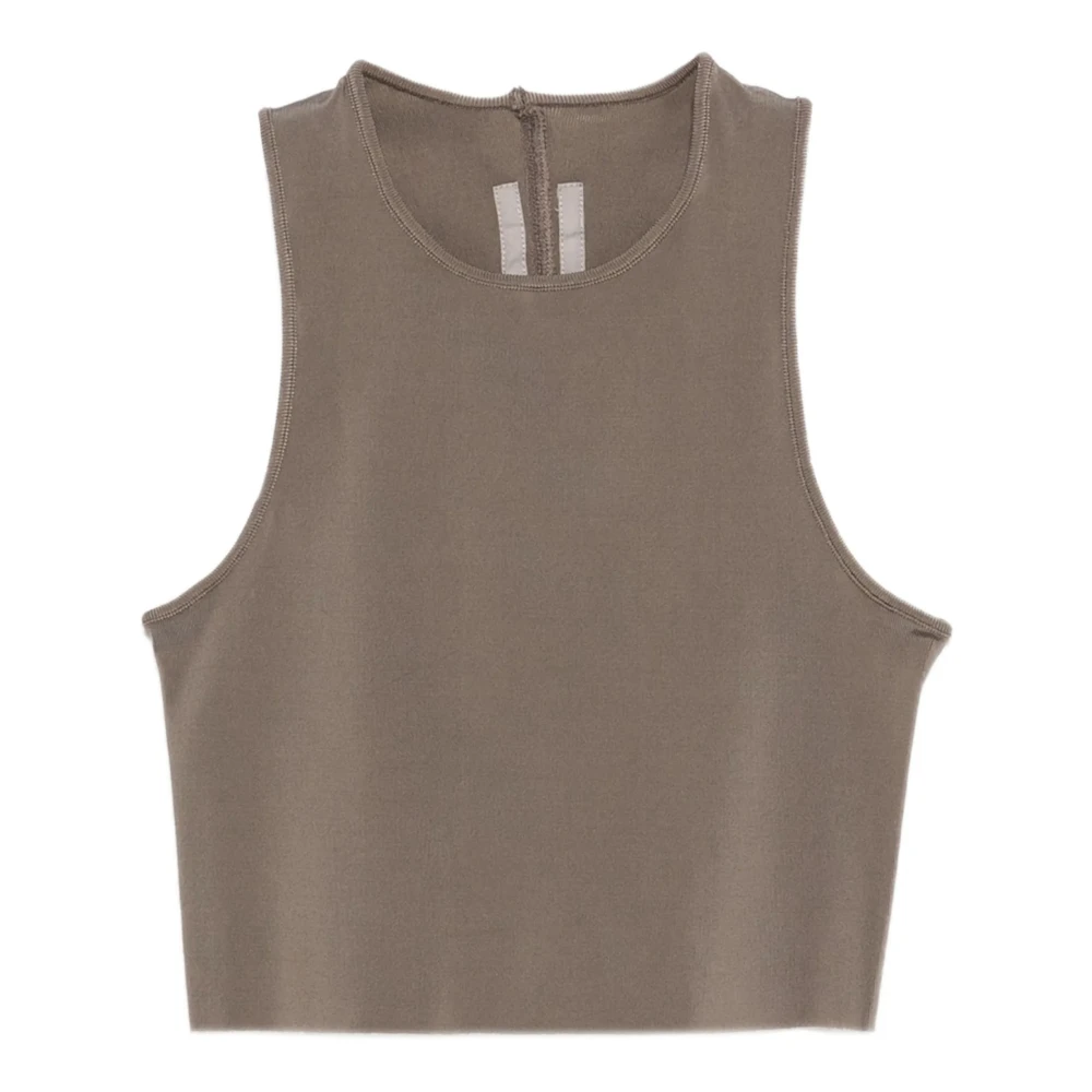Rick Owens Women's Gray Cropped Tank Top - Sleeveless Tops - L - Tops