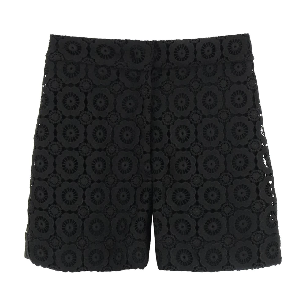 Moschino Bloemenkanten Shorts met Hoge Taille Black Dames