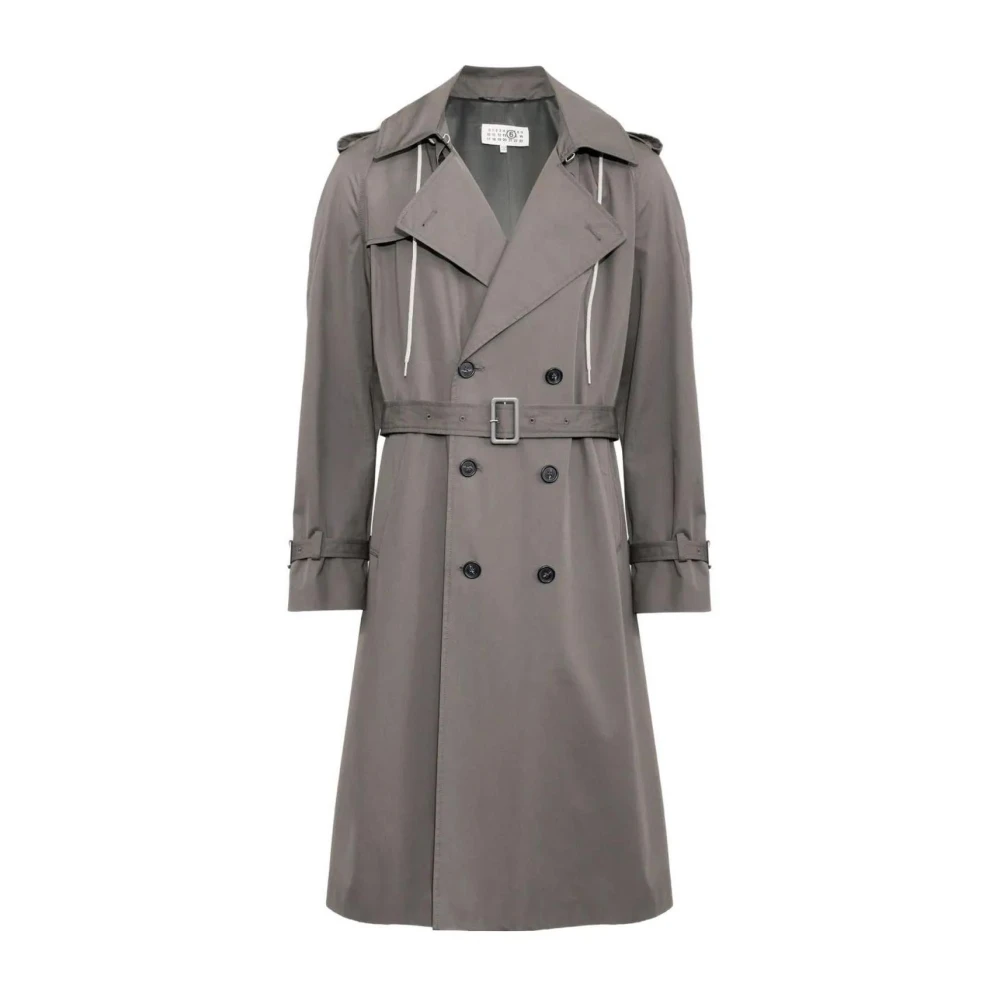 Mm6 Maison Margiela Gray Double-Breasted Trench Coat - Male - Trench Coats - M - Coats