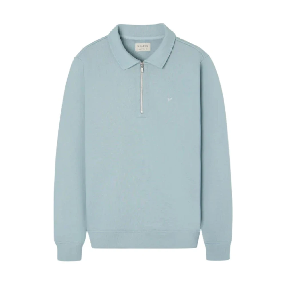 Silbon Blue Zip-Throughs, Male, L, Half-Zip Minilogo Sweatshirt